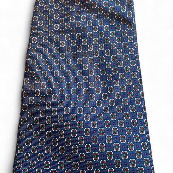Vintage Aquascutum Silk Tie Mens Blue Geometric Print Silk 57" Regular Width - Picture 3 of 3